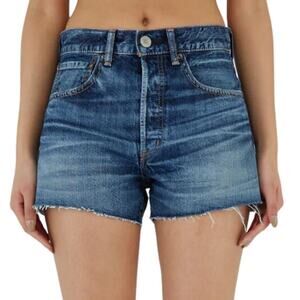 MOUSSY Ford Shorts Fray Hem Button Fly Dark Blue 23 NEW Indie Sleaze High Rise